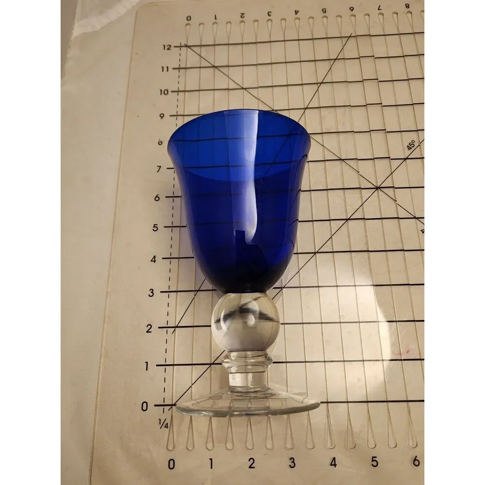 #7740 Cobalt Blue Wine Water Stem Glasses Pair